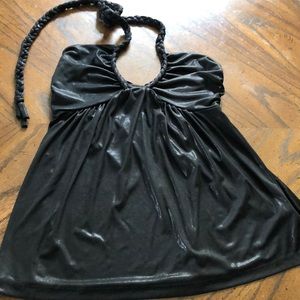 Women’s cdr brand black shiny halter top size med